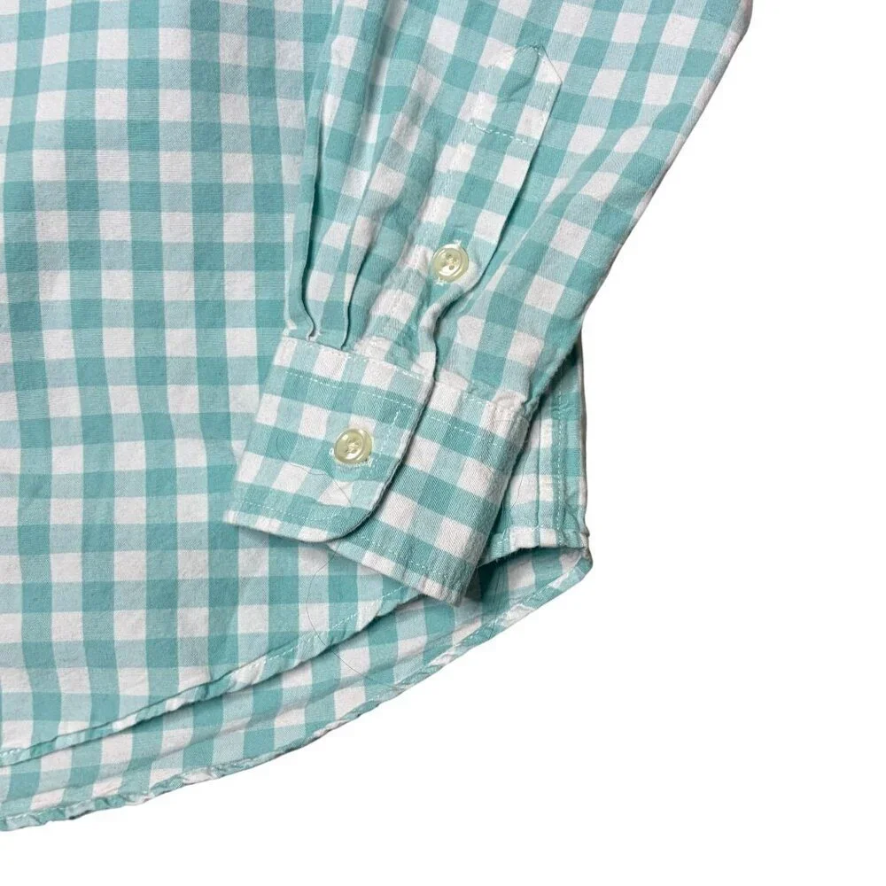 Ralph Lauren Blue White Check Button Down Long Sleeve Size Med 10-12
